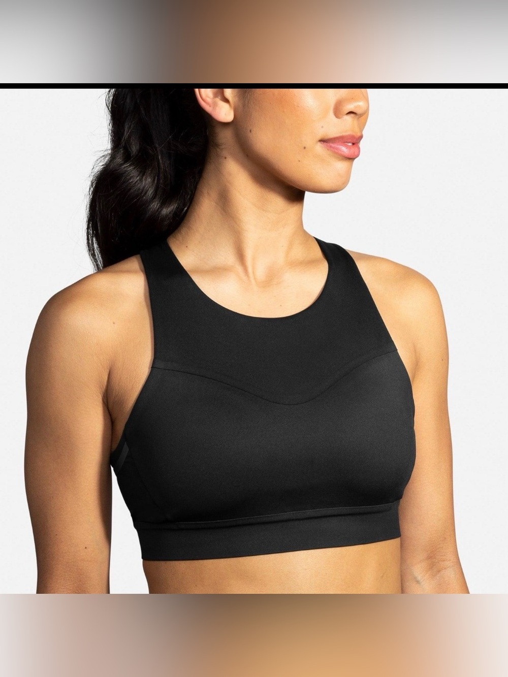 NWT Brooks Drive 3 Pocket Run Bra Racerback Sports Bra 34DD/E Black phone